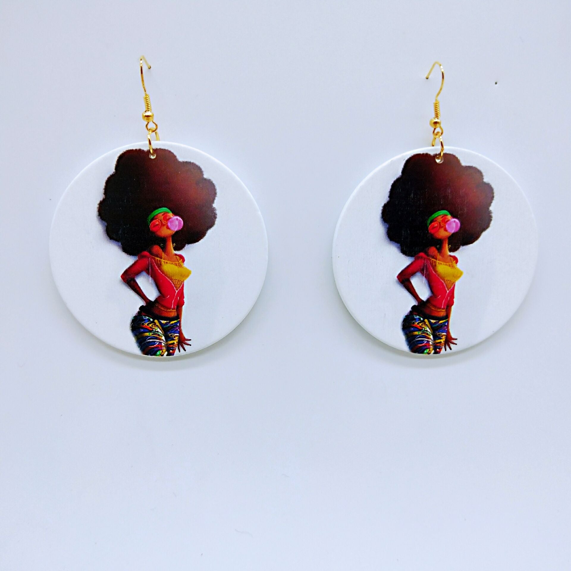 Wholesale Vintage Printed Wood Earrings